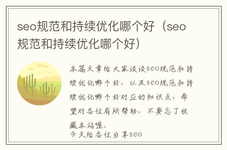seo规范和持续优化哪个好(seo规范和持续优化哪个好)
