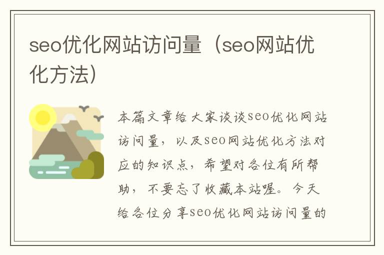 seo优化网站访问量(seo网站优化方法)