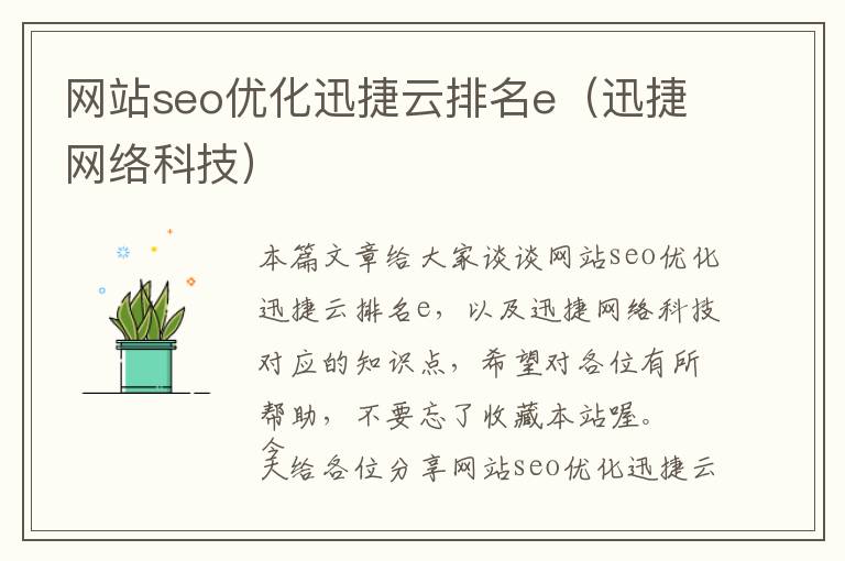 网站seo优化迅捷云排名e(迅捷网络科技)