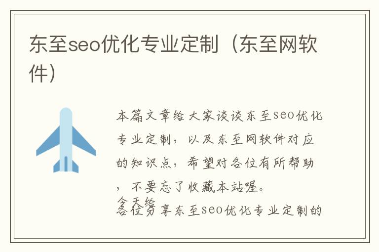 东至seo优化专业定制(东至网软件)