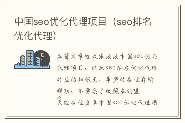 中国seo优化代理项目(seo排名优化代理)