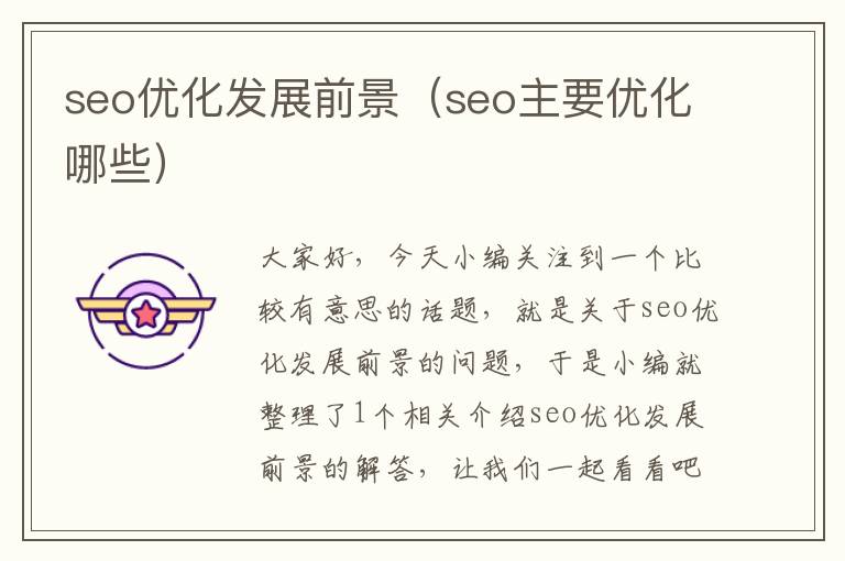 seo优化发展前景(seo主要优化哪些)