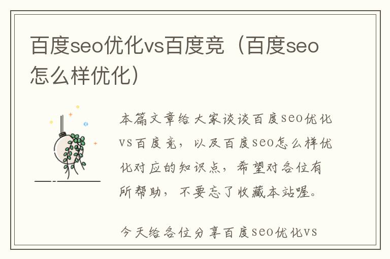 百度seo优化vs百度竞(百度seo怎么样优化)
