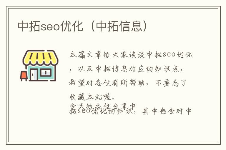 中拓seo优化(中拓信息)