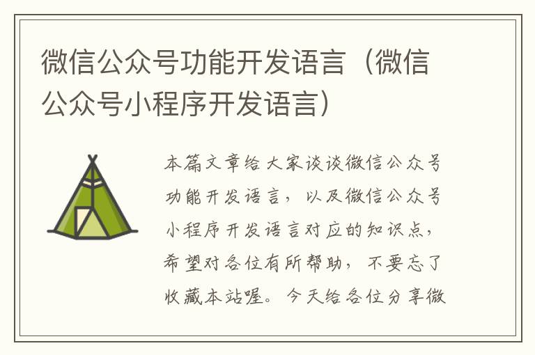 微信公众号功能开发语言(微信公众号小程序开发语言)