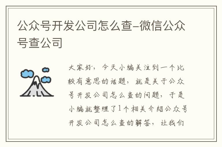 公众号开发公司怎么查-微信公众号查公司