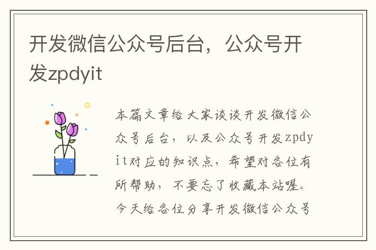 开发微信公众号后台,公众号开发zpdyit