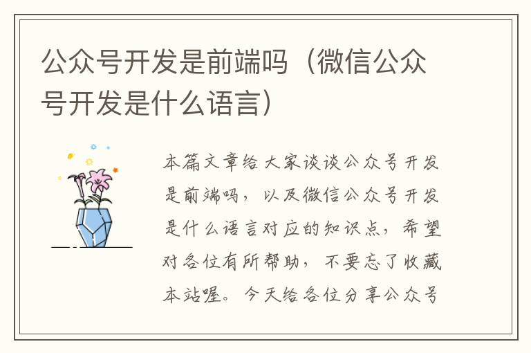 公众号开发是前端吗(微信公众号开发是什么语言)