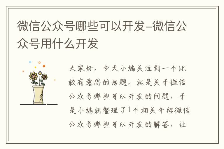 微信公众号哪些可以开发-微信公众号用什么开发