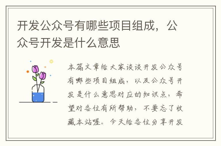 开发公众号有哪些项目组成,公众号开发是什么意思