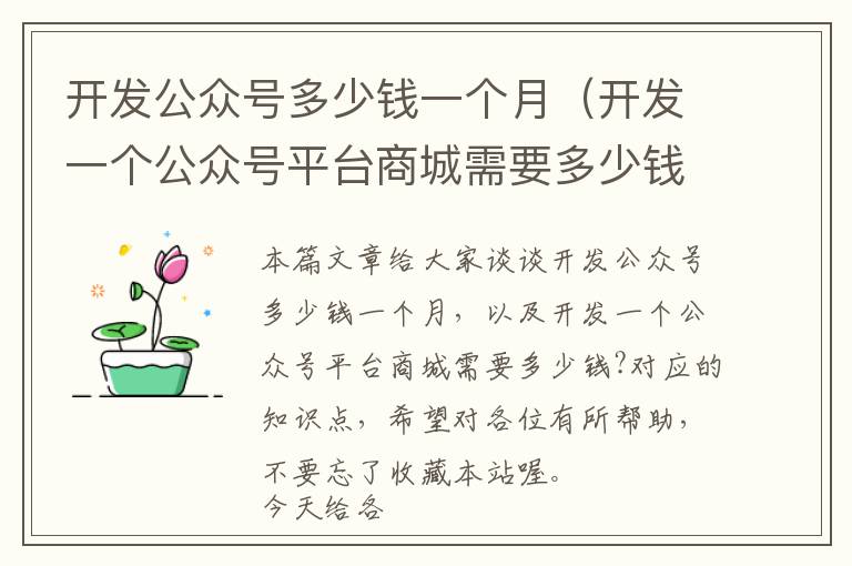开发公众号多少钱一个月(开发一个公众号平台商城需要多少钱?)