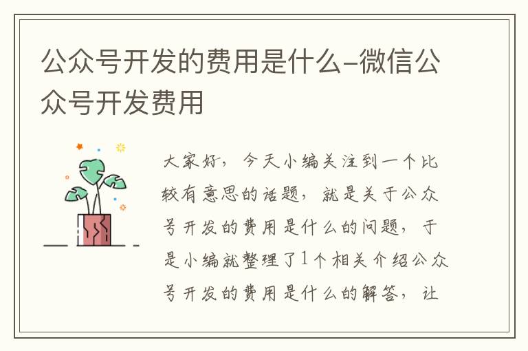 公众号开发的费用是什么-微信公众号开发费用