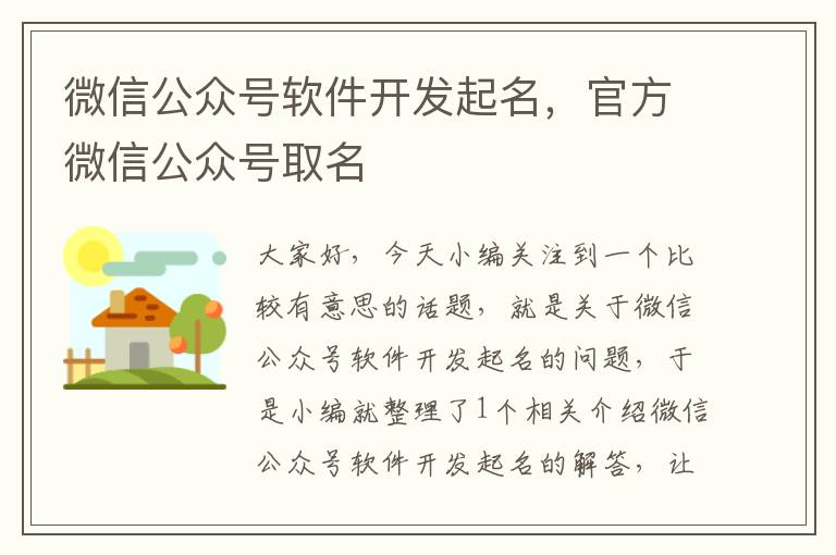 微信公众号软件开发起名,官方微信公众号取名