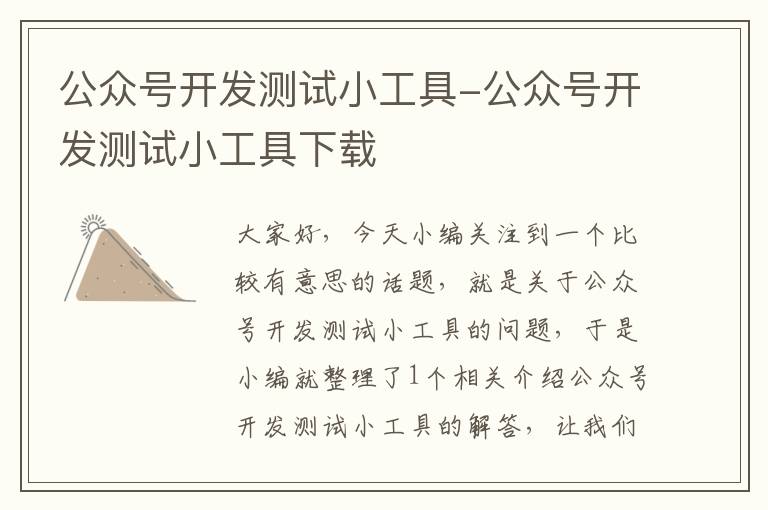 公众号开发测试小工具-公众号开发测试小工具下载