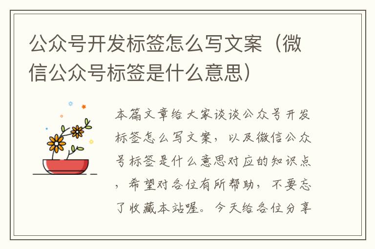 公众号开发标签怎么写文案(微信公众号标签是什么意思)