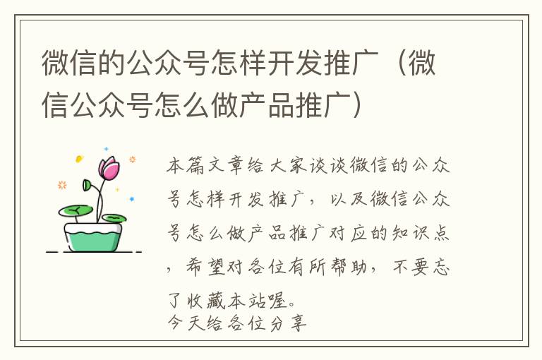 微信的公众号怎样开发推广(微信公众号怎么做产品推广)