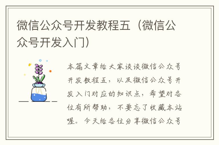 微信公众号开发教程五(微信公众号开发入门)