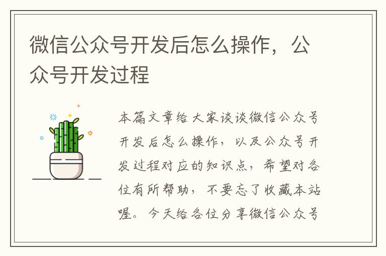 微信公众号开发后怎么操作,公众号开发过程