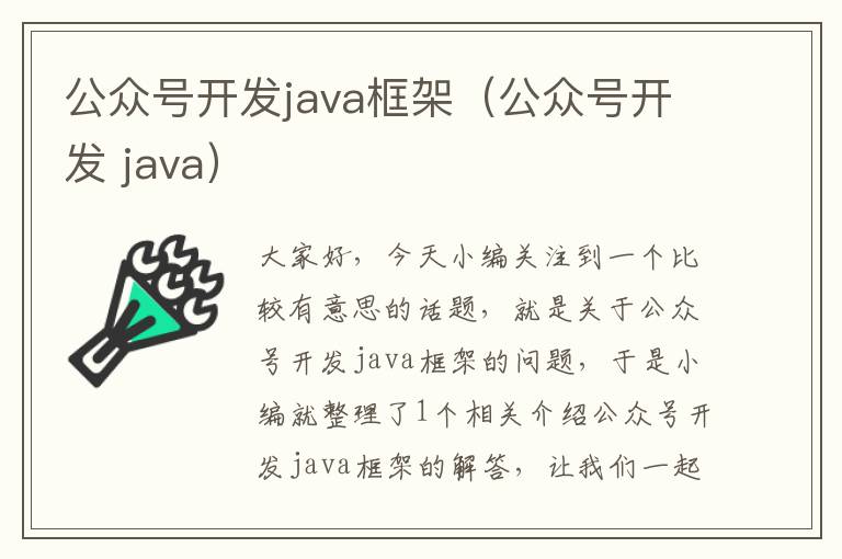 公众号开发java框架(公众号开发 java)