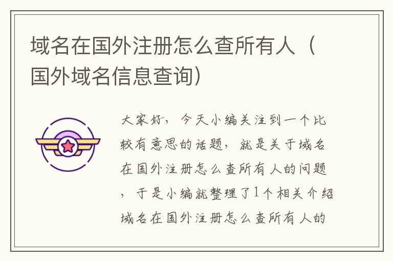 域名在国外注册怎么查所有人(国外域名信息查询)