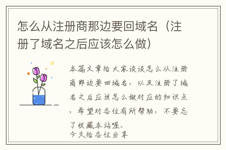 怎么从注册商那边要回域名(注册了域名之后应该怎么做)
