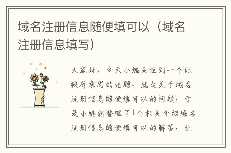 域名注册信息随便填可以(域名注册信息填写)