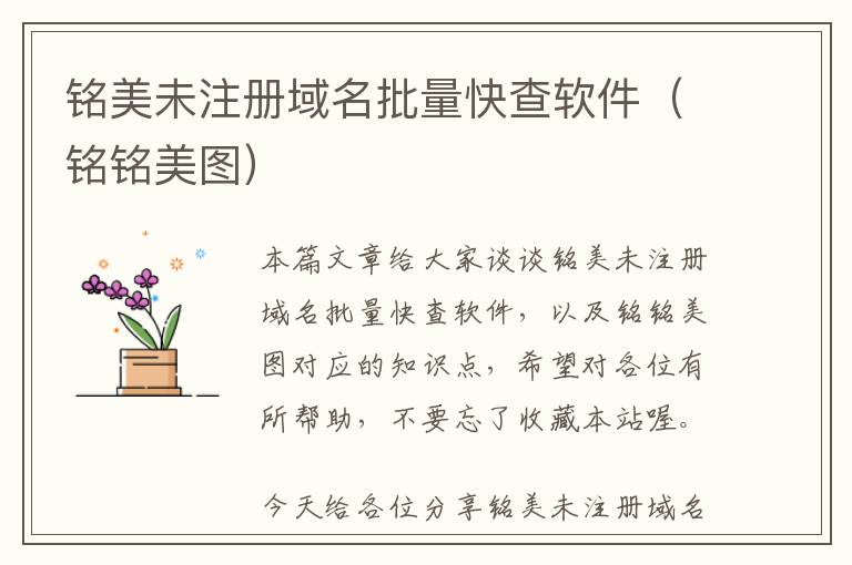 铭美未注册域名批量快查软件(铭铭美图)
