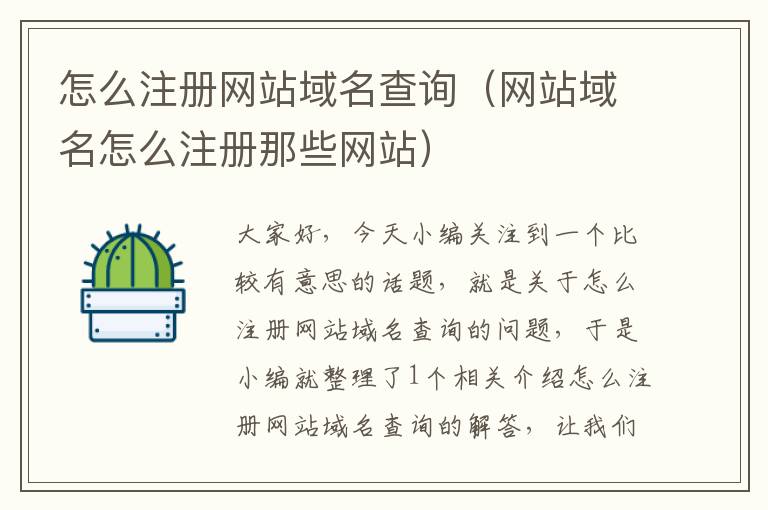 怎么注册网站域名查询(网站域名怎么注册那些网站)