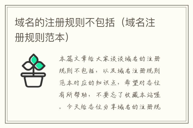 域名的注册规则不包括(域名注册规则范本)