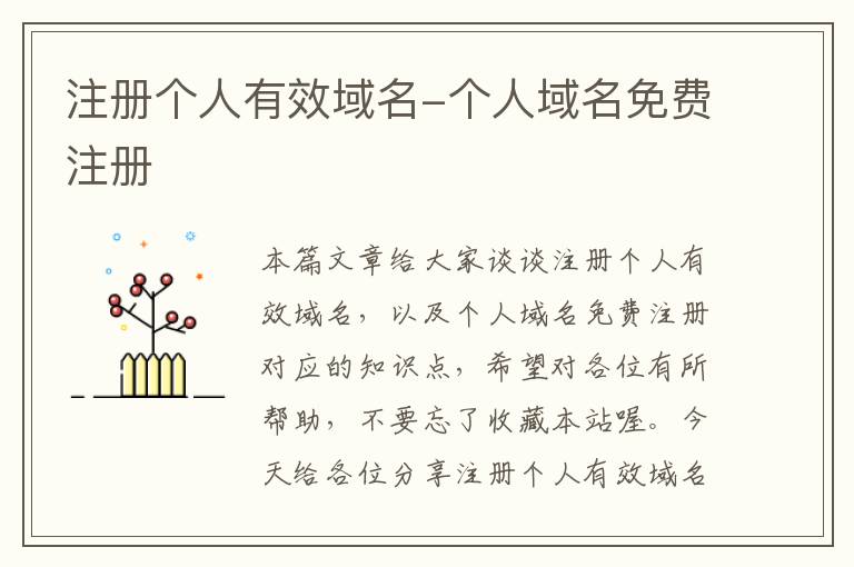注册个人有效域名-个人域名免费注册