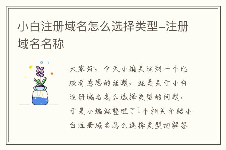 小白注册域名怎么选择类型-注册域名名称