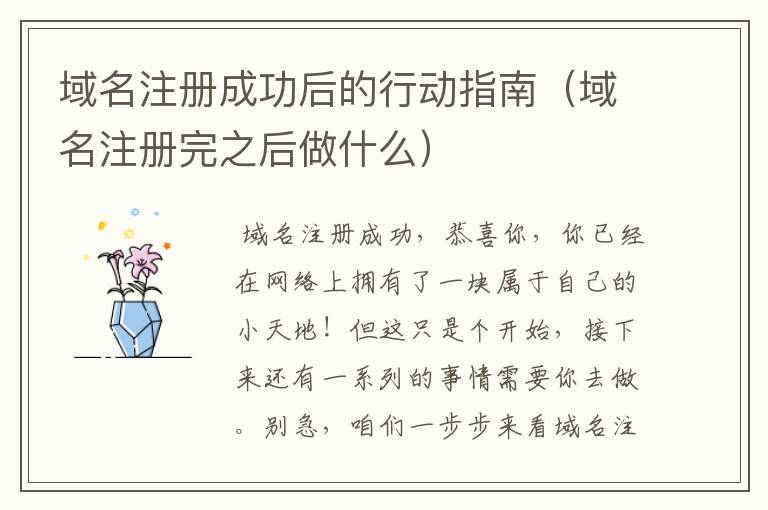 域名注册成功后的行动指南(域名注册完之后做什么)