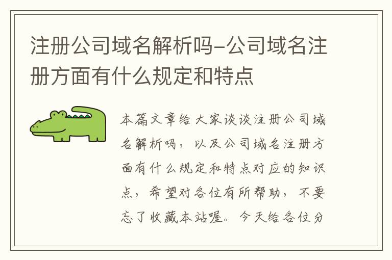 注册公司域名解析吗-公司域名注册方面有什么规定和特点