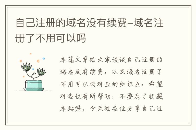 自己注册的域名没有续费-域名注册了不用可以吗