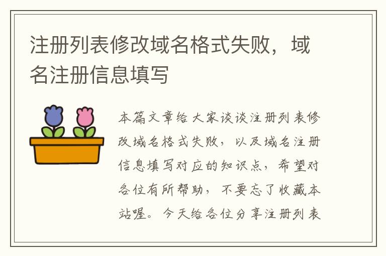 注册列表修改域名格式失败,域名注册信息填写