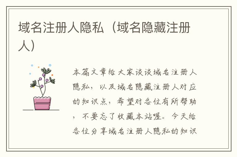 域名注册人隐私(域名隐藏注册人)