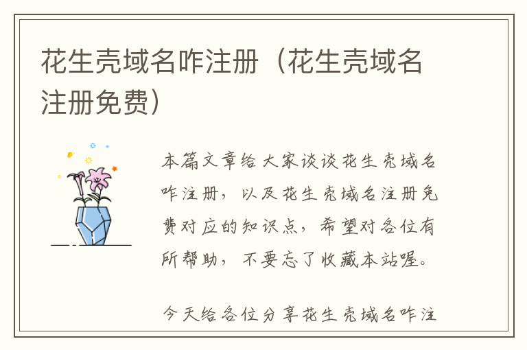 花生壳域名咋注册(花生壳域名注册免费)