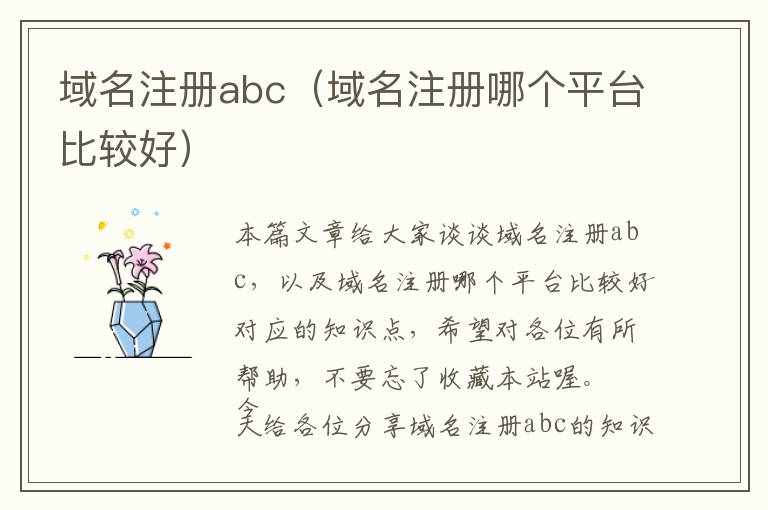 域名注册abc(域名注册哪个平台比较好)