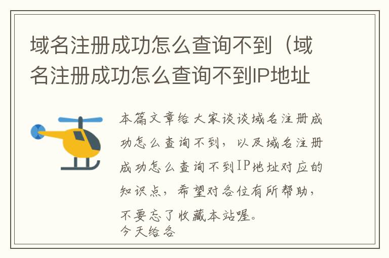 域名注册成功怎么查询不到(域名注册成功怎么查询不到IP地址)