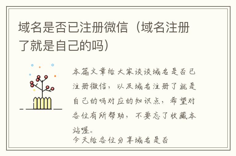 域名是否已注册微信(域名注册了就是自己的吗)