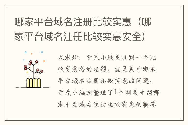 哪家平台域名注册比较实惠(哪家平台域名注册比较实惠安全)