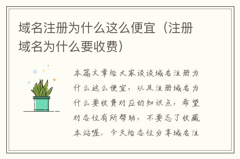 域名注册为什么这么便宜(注册域名为什么要收费)
