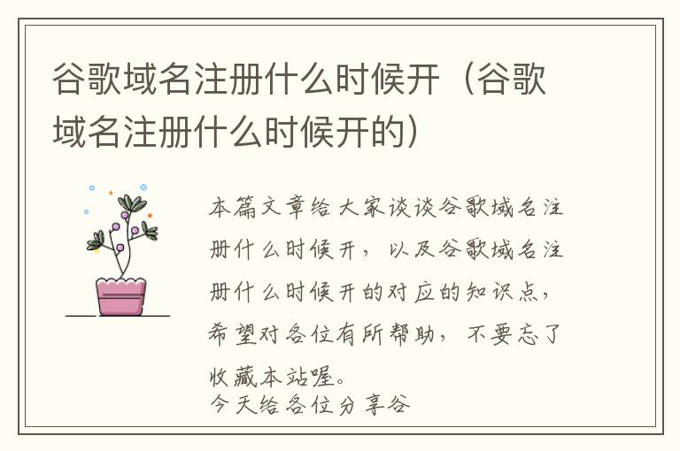 谷歌域名注册什么时候开(谷歌域名注册什么时候开的)