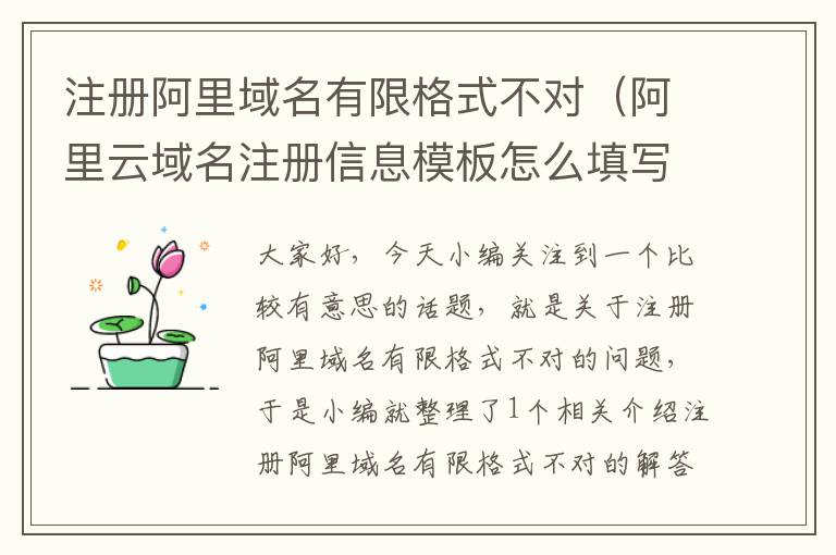 注册阿里域名有限格式不对(阿里云域名注册信息模板怎么填写)