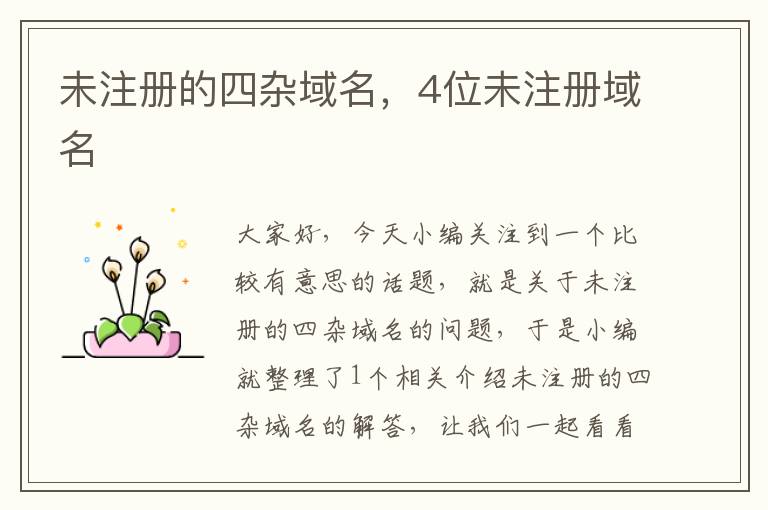 未注册的四杂域名,4位未注册域名