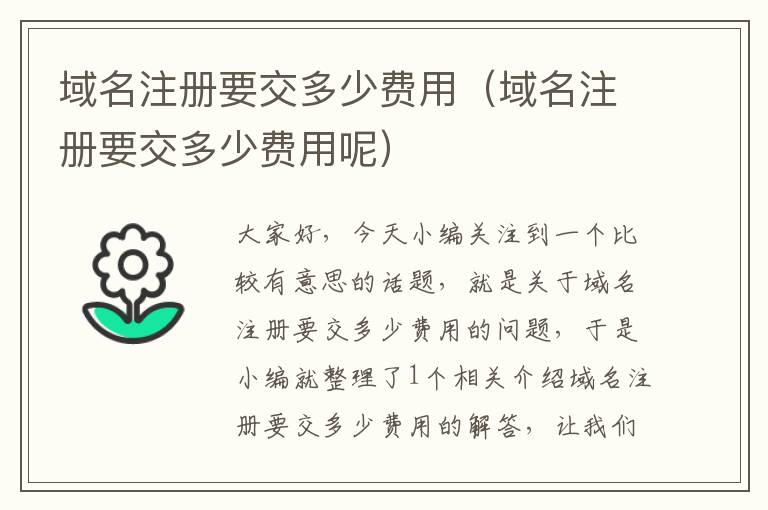 域名注册要交多少费用(域名注册要交多少费用呢)
