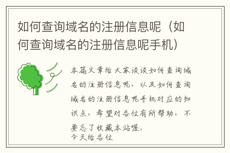 如何查询域名的注册信息呢(如何查询域名的注册信息呢手机)
