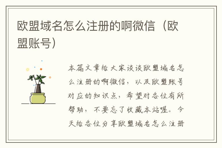 欧盟域名怎么注册的啊微信(欧盟账号)