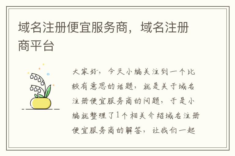 域名注册便宜服务商,域名注册商平台