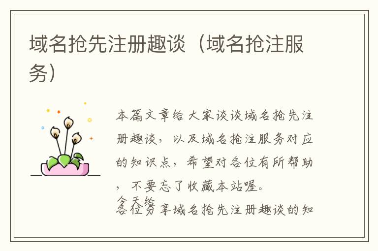 域名抢先注册趣谈(域名抢注服务)